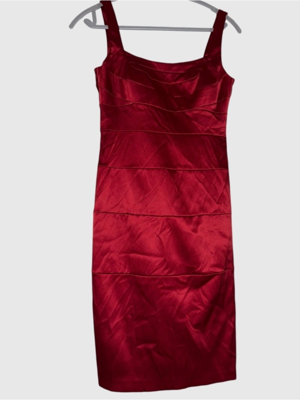 Signature by Sangria Burgundy Satin Midi Sheath Dress